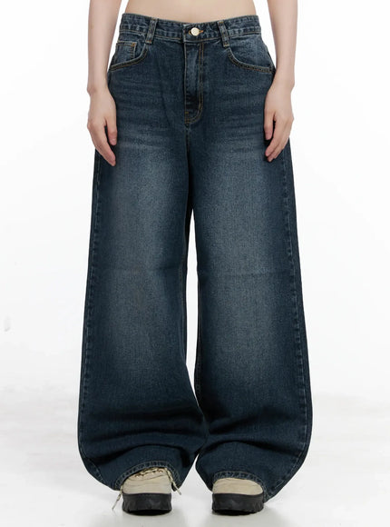 mashiro-vintage-wash-wide-jeans-il531 / Dark blue