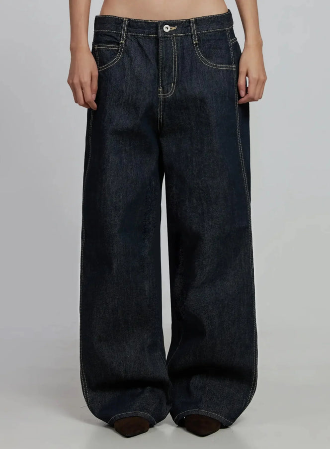 jillian-dark-wash-casual-straight-jeans-im520 / Dark blue