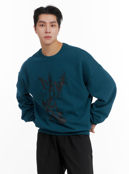 mens-graphic-cotton-crew-neck-sweatshirt-ia401 / Dark blue