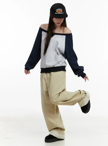 off-shoulder-raglan-sweatshirt-ij521 / Dark blue