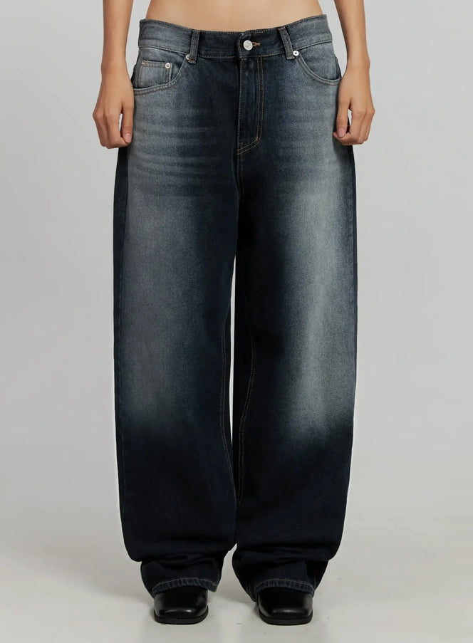 chaya-washed-wide-jeans-ij505 / Dark blue