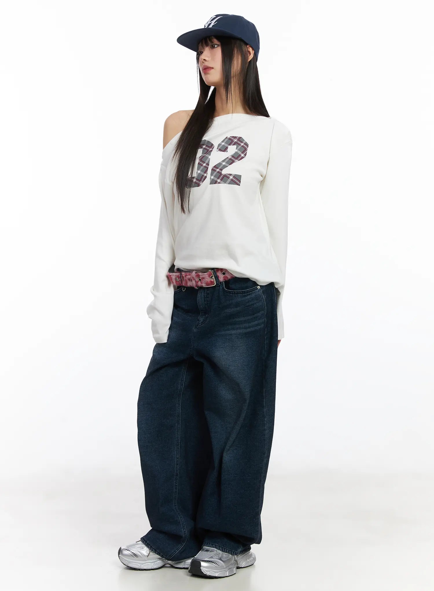 amina-wide-leg-fleece-jeans-cd522 / Dark blue