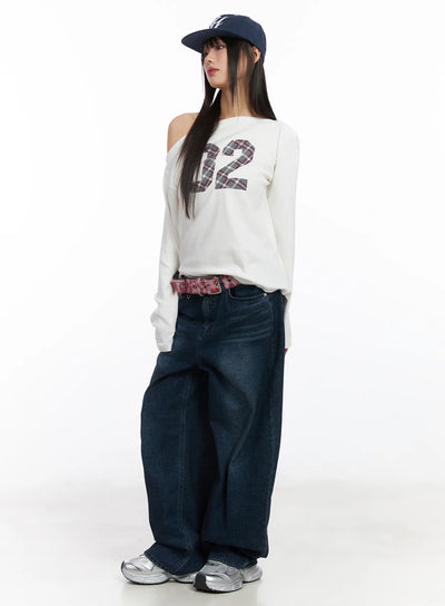 amina-wide-leg-fleece-jeans-cd522 / Dark blue
