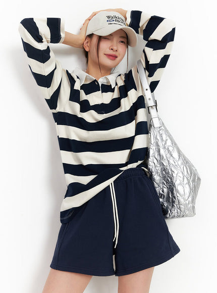 Stripe Long Sleeve Polo Shirt IM514