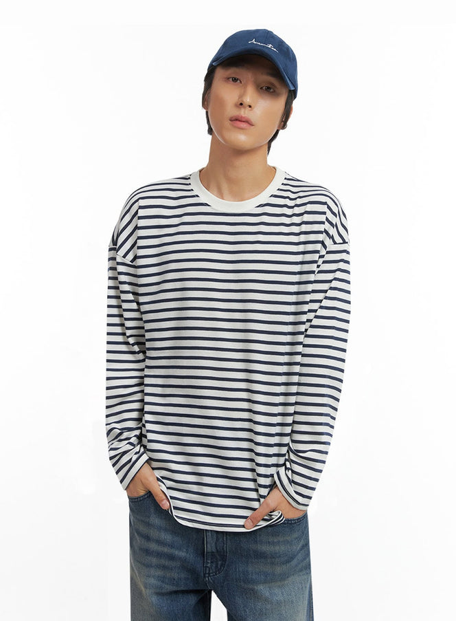 mens-essential-striped-shirt-io417 / Dark blue