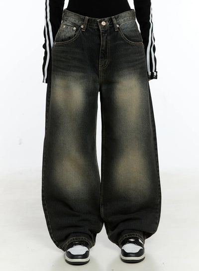 emerie-washed-wide-leg-baggy-jeans-cs518 / Dark blue
