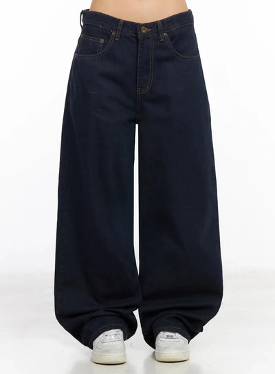 annette-dark-wash-no-fade-baggy-jeans-ia507 / Dark blue