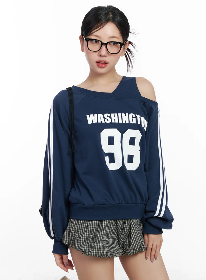 off-shoulder-graphic-sweatshirt-cf503 / Dark blue