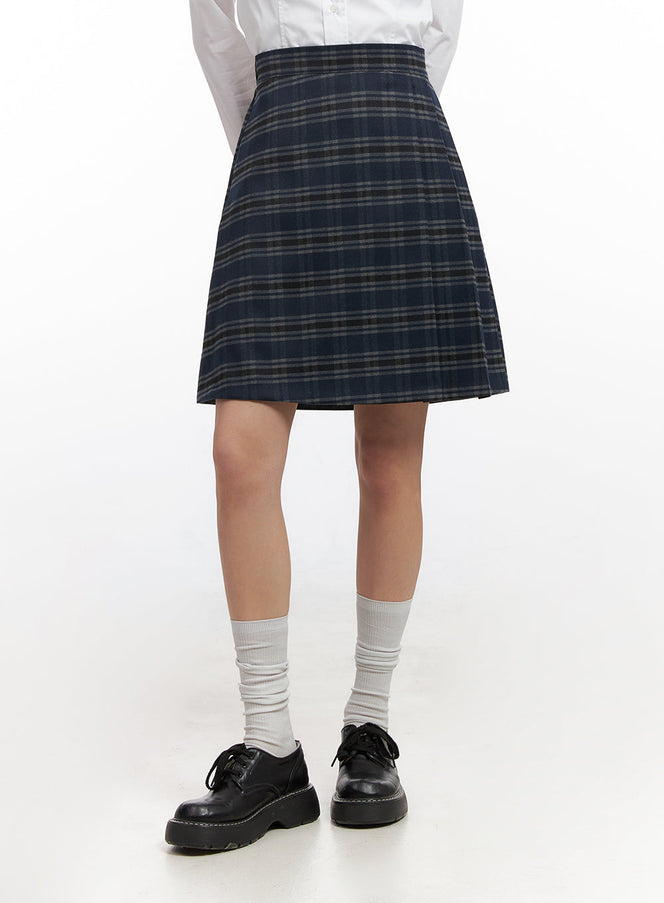 checkered-bliss-midi-skirt-cn428 / Dark blue