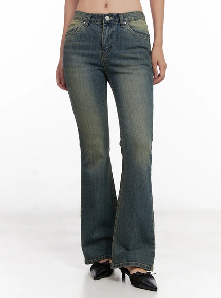 yoori-vintage-wash-flare-jeans-cl518 / Dark blue