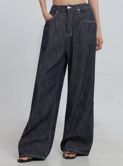 kaylie-stitched-wide-leg-jeans-iu512 / Dark blue