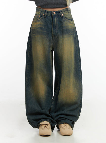 georgia-vintage-wash-baggy-denim-jeans-co414 / Dark blue