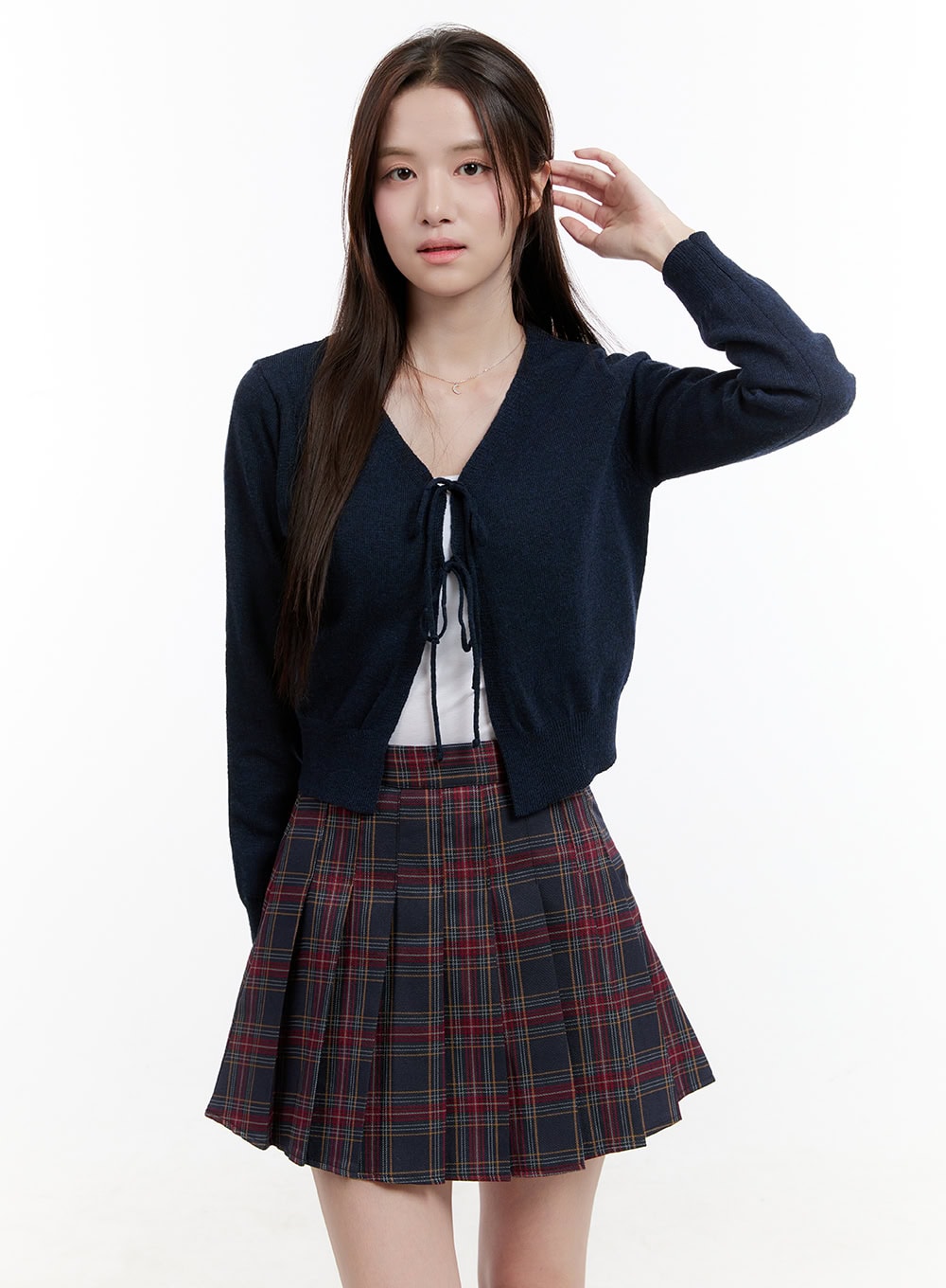 strap-solid-knit-cardigan-og428 / Dark blue