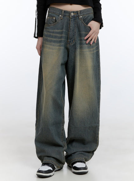 edna-washed-baggy-denim-jeans-cg413 / Dark blue