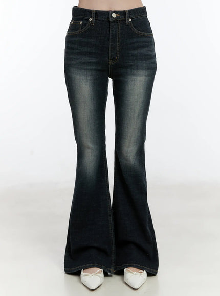 hannah-washed-fleece-lined-bootcut-jeans-id510 / Dark blue