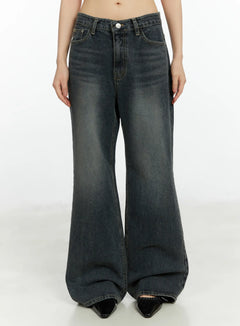 kimber-washed-wide-flared-jeans-cf509 / Dark blue