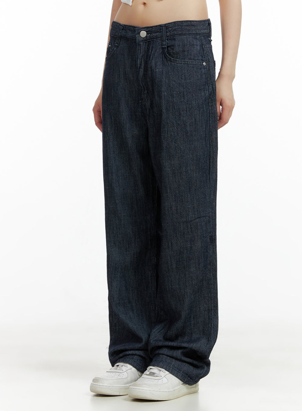 【BAON】Ryuiki string washing wide denim pants Beria String Double Waist Jeans (APA668U-DUSTBL)