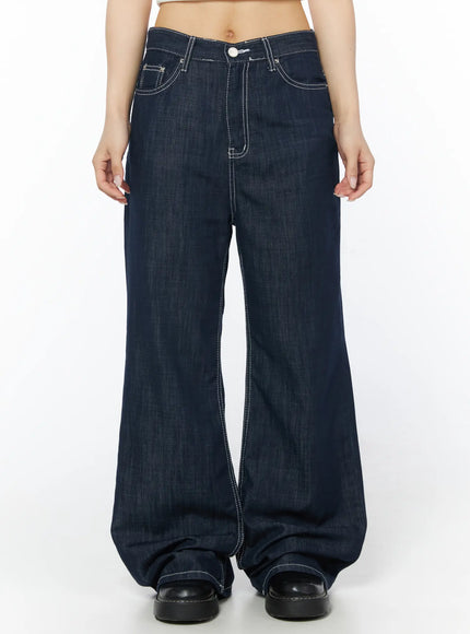 aeri-non-fade-relaxed-jeans-cd805 / Dark blue