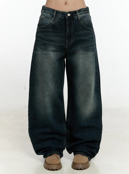 charli-vintage-washed-wide-leg-jeans-cn505 / Dark blue