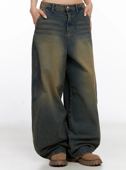 minju-vintage-washed-baggy-jeans-is508 / Dark blue