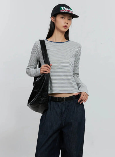 striped-long-sleeve-tee-is516 / Dark blue