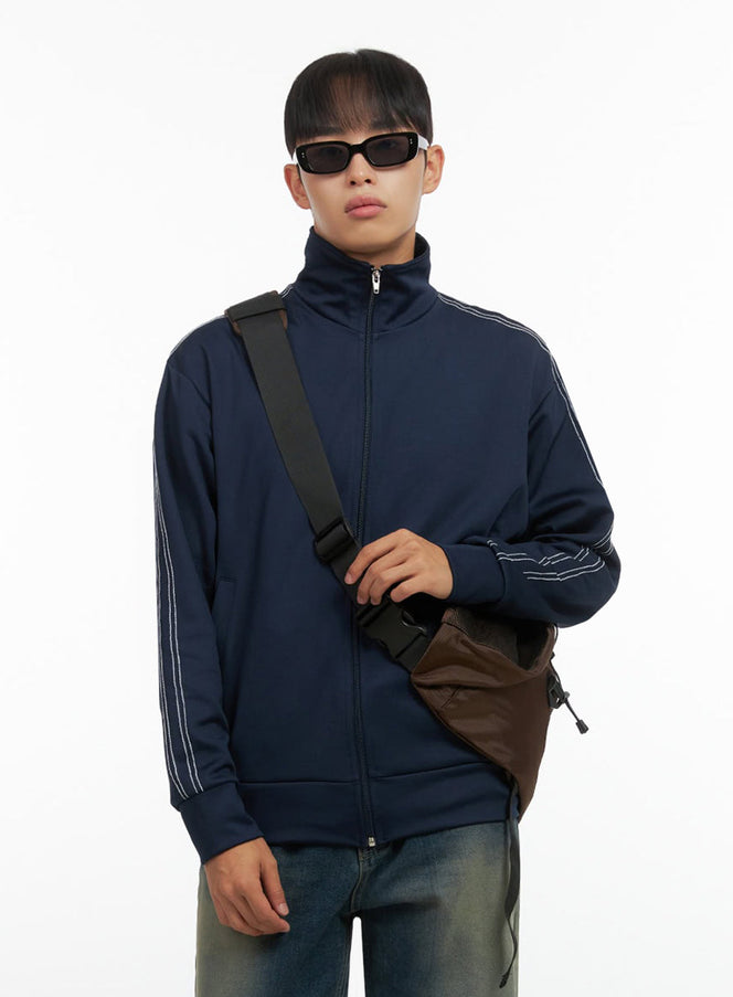 mens-zip-up-turtleneck-track-jacket-io420 / Dark blue