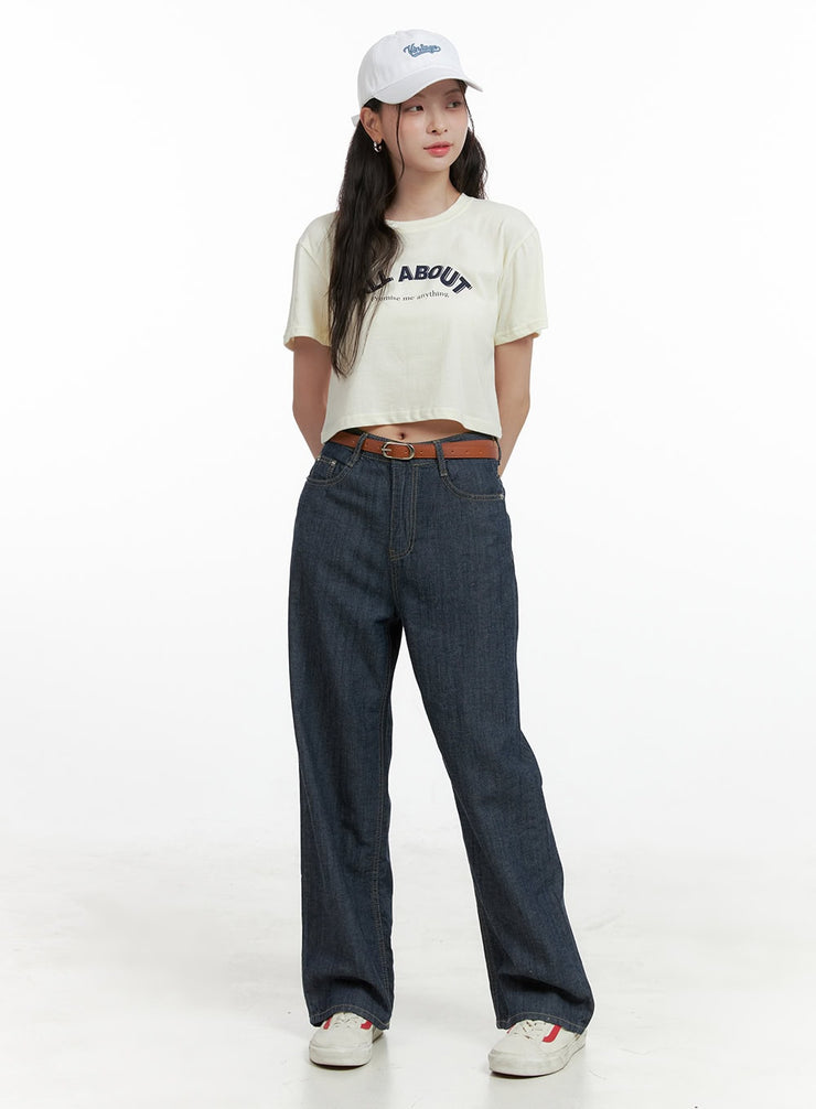 loose-fit-straight-jeans-ol416 / Dark blue