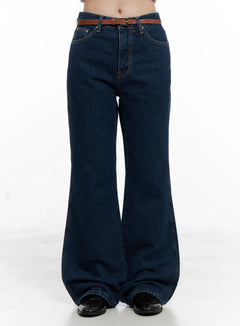 valery-belted-bootcut-jeans-co522 / Dark blue