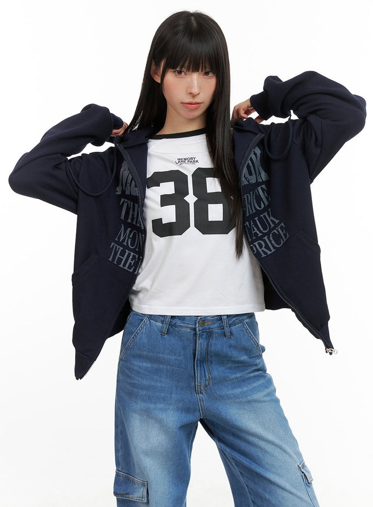 cozy-lettering-hoodie-jacket-cg420 / Dark blue