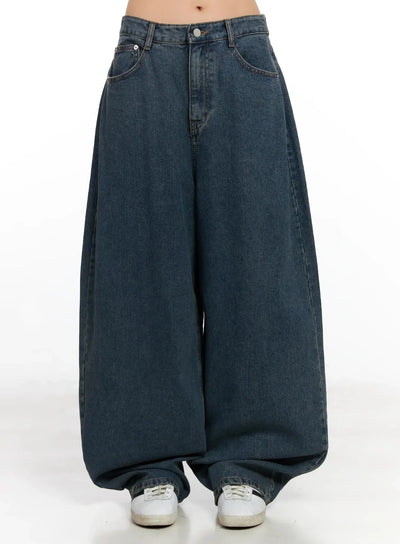 aleena-mid-wash-baggy-jeans-in528 / Dark blue