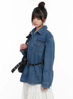 oversized-denim-buttoned-jacket-cm512 / Dark blue