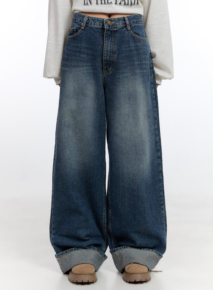 tara-folded-baggy-jeans-co431 / Dark blue