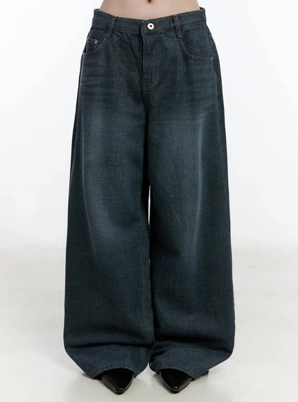 mano-vintage-wash-wide-leg-jeans-id526 / Dark blue