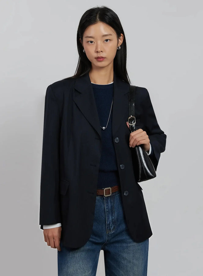 classic-pinstripe-blazer-ij508 / Dark blue