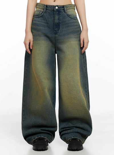 elora-washed-baggy-jeans-is525 / Dark blue
