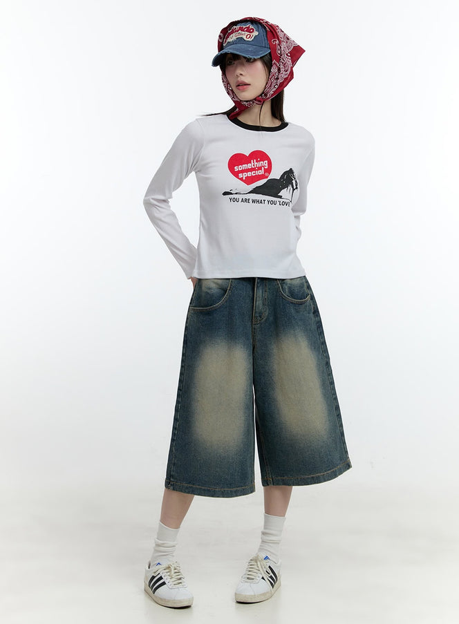 washed-wide-leg-jorts-cf506 / Dark blue