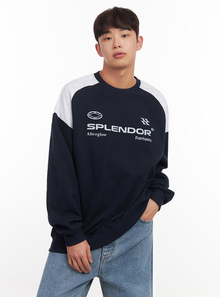mens-contrast-graphic-sweatshirt-if517 / Dark blue