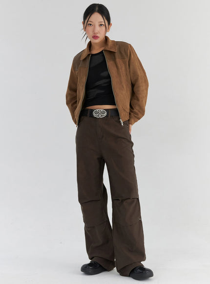 cotton-wide-fit-pants-cs321 / Dark brown