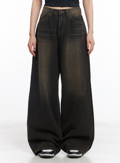 tati-washed-wide-leg-jeans-cy512 / Dark brown