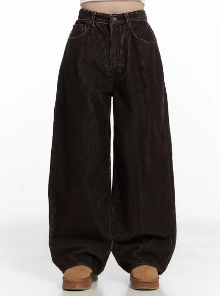 cozy-corduroy-wide-leg-pants-cn526 / Dark brown