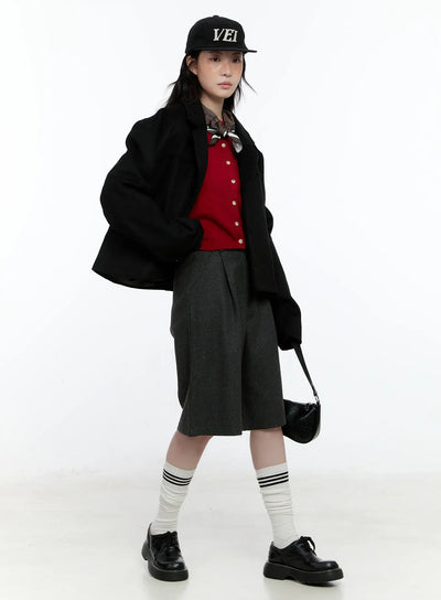 high-waist-tailored-shorts-cn517 / Dark gray