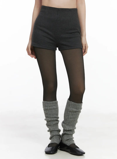 high-waist-wool-blend-shorts-cj507 / Dark gray