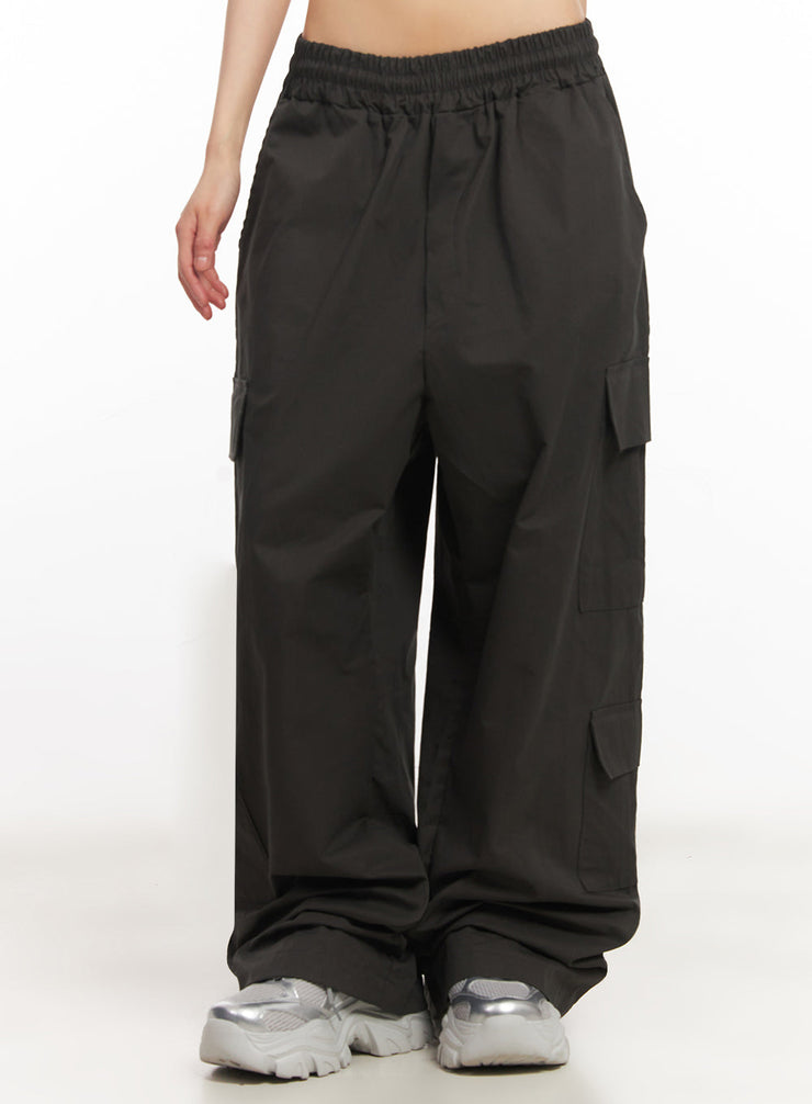 cargo-baggy-windbreaker-pants-iy502 / Dark gray