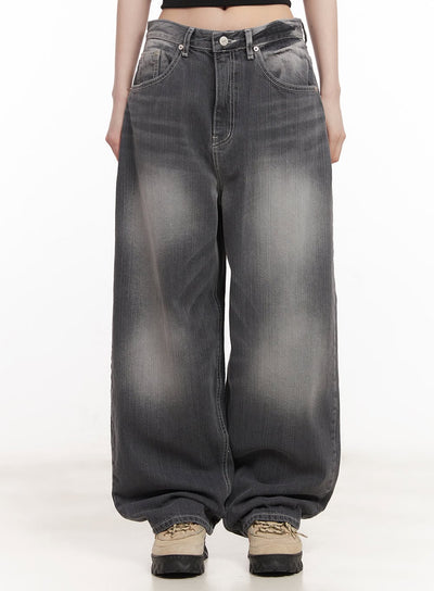 virginia-washed-wide-leg-jeans-cm518 / Dark gray