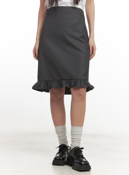 Frill Straight-Fit Midi Skirt CF526
