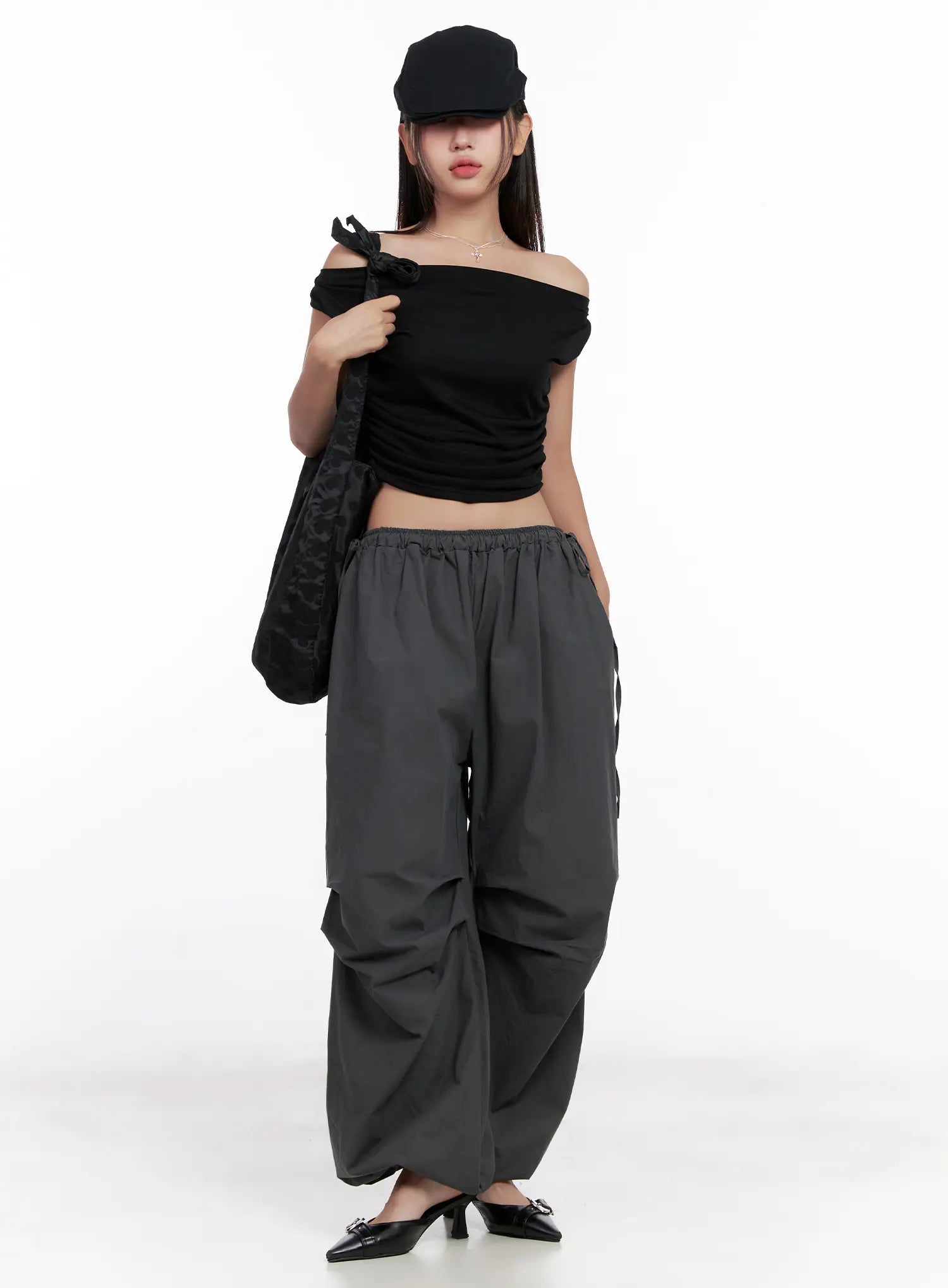 パンツ RONRON SIDE LACE TRACK SWEAT PANTS BLACK SIDE LACE TRACK DENIM PANTS BLACK - RONRON 론론
