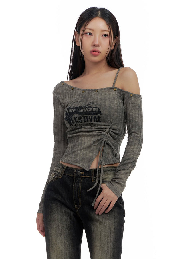 edgy-asymmetrical-graphic-crop-long-sleeve-cs425 / Dark gray