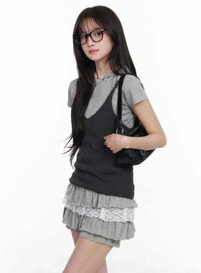 textured-v-neck-layering-cami-top-cm531 / Dark gray