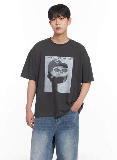 mens-kitty-graphic-t-shirt-iy520 / Dark gray