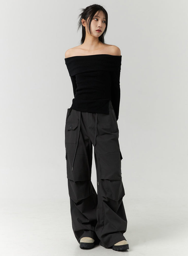 string-wide-fit-cargo-pants-cn317 / Dark gray